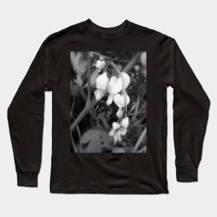 white bleeding hearts, black and white Long Sleeve T-Shirt